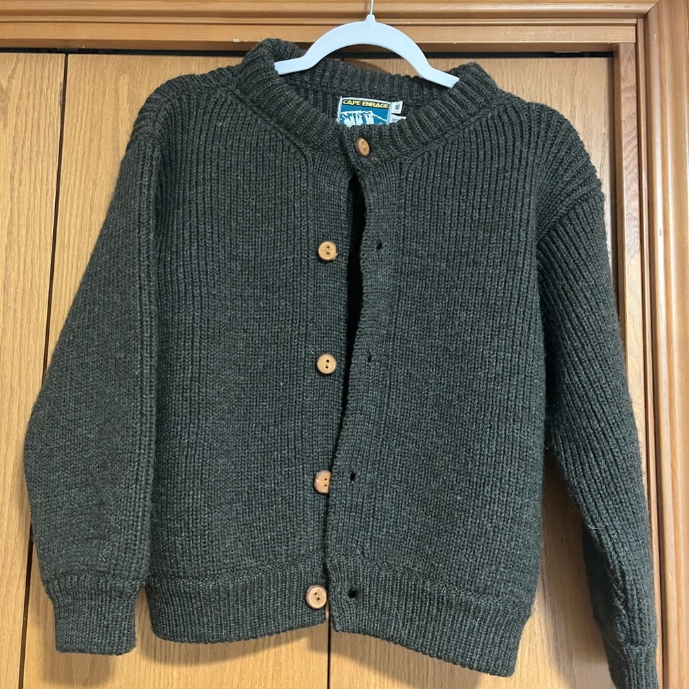 Women's Dark Green Knit Button-Front Cardigan